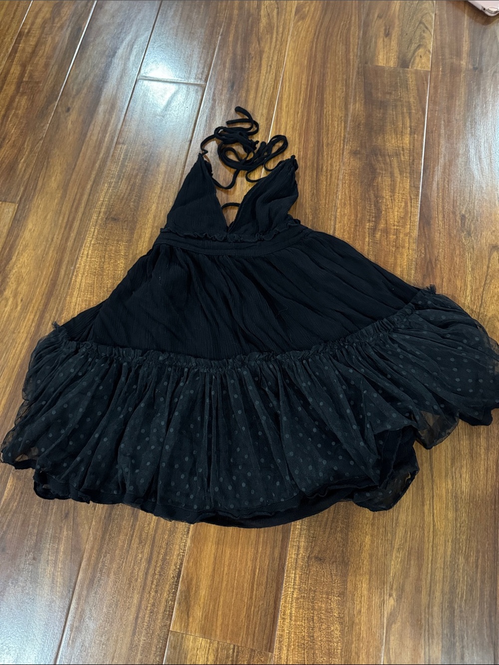 Women’s Black Halter Ruffle Mini Dress
